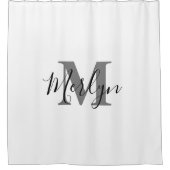 Monogram Initiaal Aangepaste naam grijs zwart wit Douchegordijn (Voorkant)