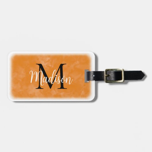 Monogram Initiaal Aangepaste naam Oranje Waterverf Bagagelabel (Voorkant horizontaal)