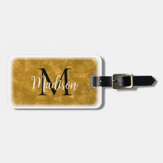 Monogram Initiaal Aangepaste naam Oranje Waterverf Bagagelabel (Voorkant horizontaal)