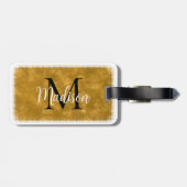 Monogram Initiaal Aangepaste naam Oranje Waterverf Bagagelabel (Achterkant horizontaal)