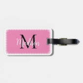 Monogram Initiaal Aangepaste naam Roze Bagagelabel (Achterkant horizontaal)