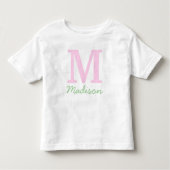 Monogram Initiaal Aangepaste naam Roze Groen Kinder Shirts (Voorkant)