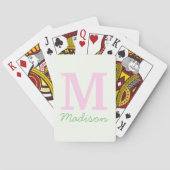 Monogram Initiaal Aangepaste naam Roze Groen Pokerkaarten (Achterkant)