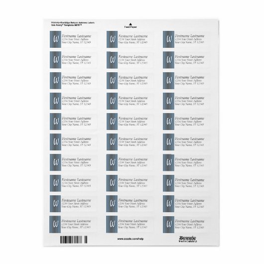 Monogram/Initiaal Adresetiketten Etiket (Full Sheet)