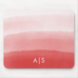 Monogram Initiaal Aquarel Vervlakt Koraalrood Ombr Muismat