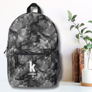 Monogram Initiaal Aquarel Zwart Wit Meisjes Bedrukte Rugzak