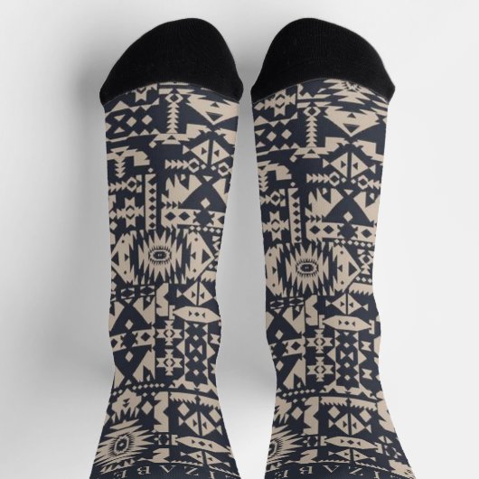 Monogram Initiaal Aztec Stijl ontwerp Sokken (Top)