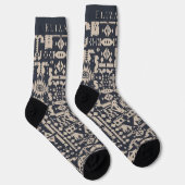  Monogram Initiaal Aztec Stijl ontwerp Sokken (Rechts)
