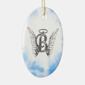 Monogram initiaal B alfabet letter met engel vleug Keramisch Ornament (Rechts)