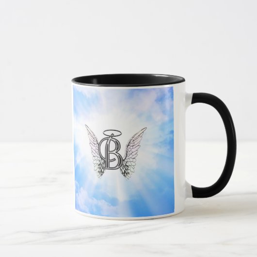 Monogram initiaal B alfabet letter met engel vleug Mok (Rechts)