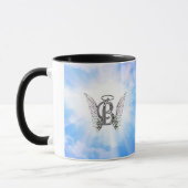 Monogram initiaal B alfabet letter met engel vleug Mok (Links)