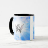 Monogram initiaal B alfabet letter met engel vleug Mok (Voorkant links)