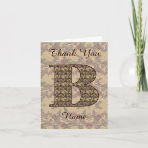 Monogram Initiaal B Elegante Vintage Bloem Bedankkaart