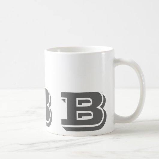 Monogram Initiaal B Gray Moderne KoffieMok (Rechts)