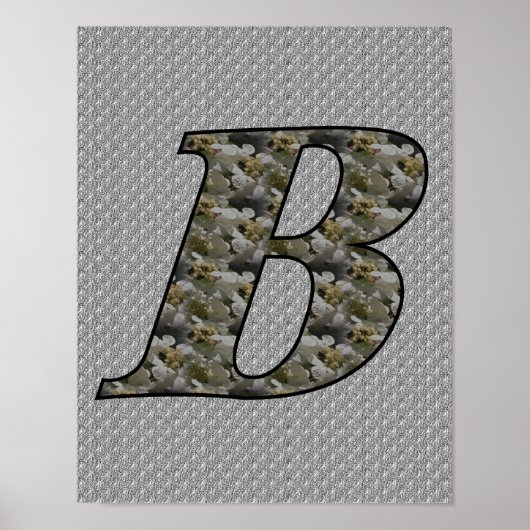 Monogram Initiaal B Hortensia Bloemen Poster (Voorkant)