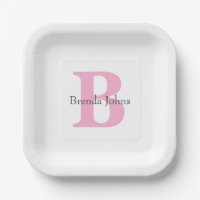 Monogram Initiaal Baby shower Roze Aangepaste naam