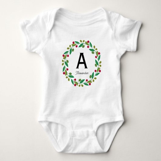 Monogram initiaal - bijpassende kerst familie romper (Voorkant)