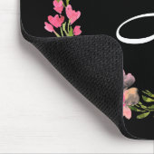 Monogram Initiaal Black Floral Muismat (Hoek)