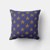 Monogram Initiaal Blauw Goud Sterren Trouw Aandenk Kussen (Achterkant)