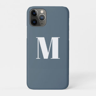 Monogram initiaal blauw/grijs wit aanpassen iPhone 11 pro hoesje