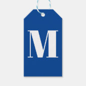 Monogram initiaal blauw wit aanpassen cadeaulabel (Voorkant)