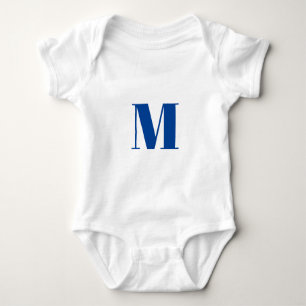 Monogram initiaal blauw wit aanpassen romper