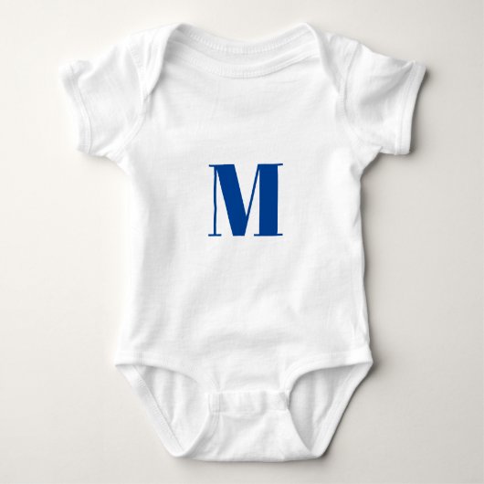 Monogram initiaal blauw wit aanpassen romper (Voorkant)