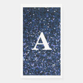Monogram Initiaal Blauwe Glitters Witte Aangepaste Servet (Voorkant)