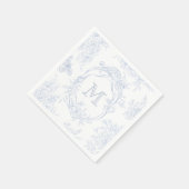 Monogram Initiaal Bloemen Blauw Toile Bruid Servet (Hoek)