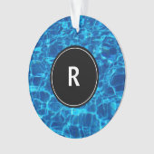 Monogram Initiaal Blue Water Pattern Cool Gift 201 Ornament (voorkant)