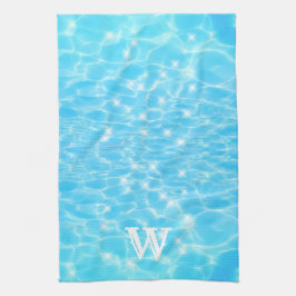Monogram Initiaal Blue Water Ripple Water Texture Theedoek