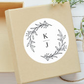 Monogram Initiaal Botanische Leaf bruiloft gunst Ronde Sticker