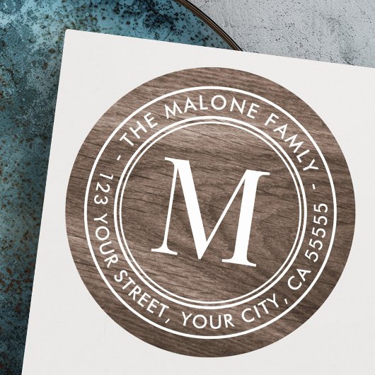 Monogram initiaal Bruin retouradres: Ronde Sticker