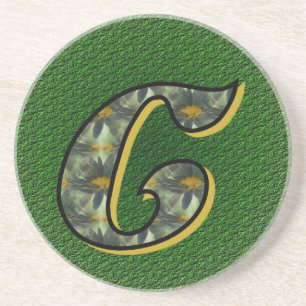 Monogram Initiaal C Madeliefjes Bloem Kunst Zandsteen Onderzetter