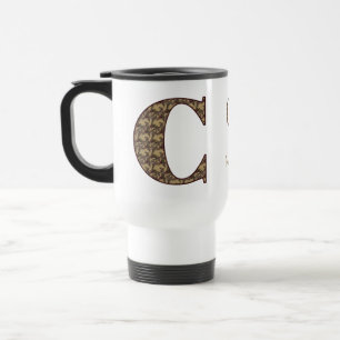 Monogram Initiaal C Vintage Bloemstuk Persoonlijk Reisbeker