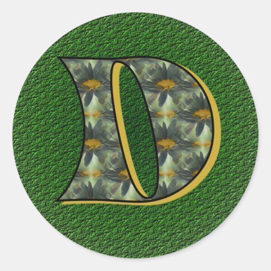 Monogram Initiaal D Black Daisies Sticker (Voorkant)