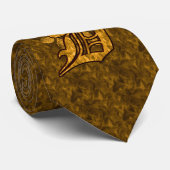 Monogram Initiaal D Gouden Pioen Bloemig Stropdas (Opgerold)