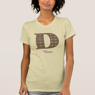 Monogram Initiaal D Vintage Bloem Motief Persoonli T-shirt