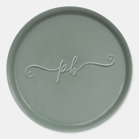 Monogram Initiaal Dark Sage Wax Seal Sticker (Voorkant)