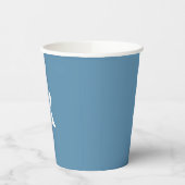 Monogram Initiaal Dusty Blue White Aangepaste kleu Papieren Bekers (Links)