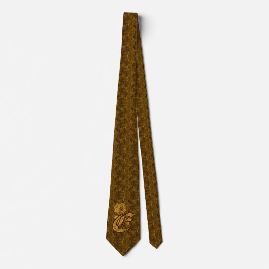Monogram Initiaal E Elegante Gouden Pioen Roos Stropdas (Voorkant)