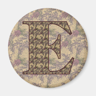 Monogram Initiaal E Elegante Vintage Bloem Magneet
