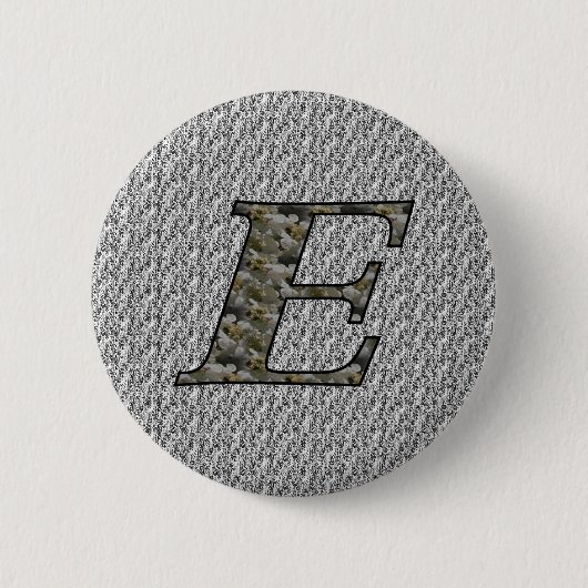 Monogram Initiaal E Hortensia Bloemen Ronde Button 5,7 Cm (Voorkant)