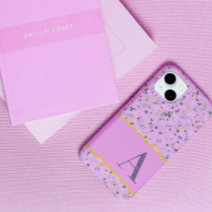 MONOGRAM INITIAAL EEN LILA KLEINE BLOEMETJES