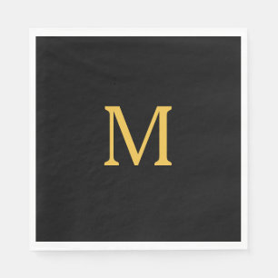 Monogram Initiaal Eigen naam Gold Black Elegant Servet