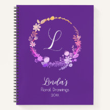 Monogram Initiaal Elegante Aangepaste Naam Paarse