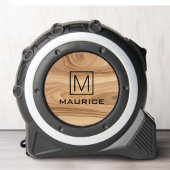 Monogram initiaal en achternaam elegante houtlook rolmaat