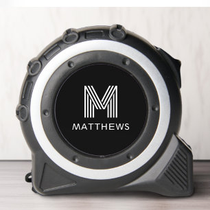 Monogram initiaal en achternaam modern zwart rolmaat