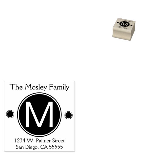 Monogram initiaal en retouradres 	rubberstempel (Gestempeld)