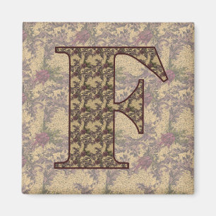 Monogram Initiaal F Elegante Vintage Bloem Magneet